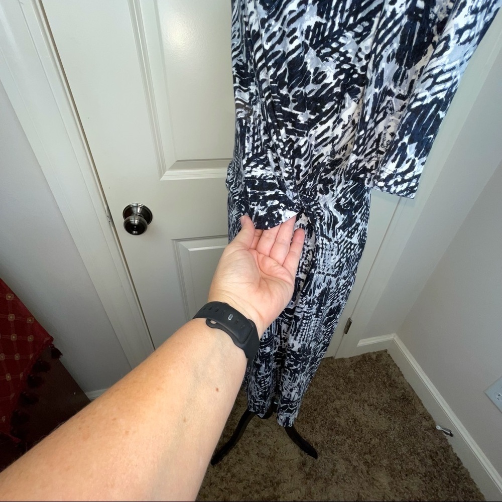 Nic+Zoe Black Multi Faux Wrap Midi Dress NWT M - Picture 7 of 16